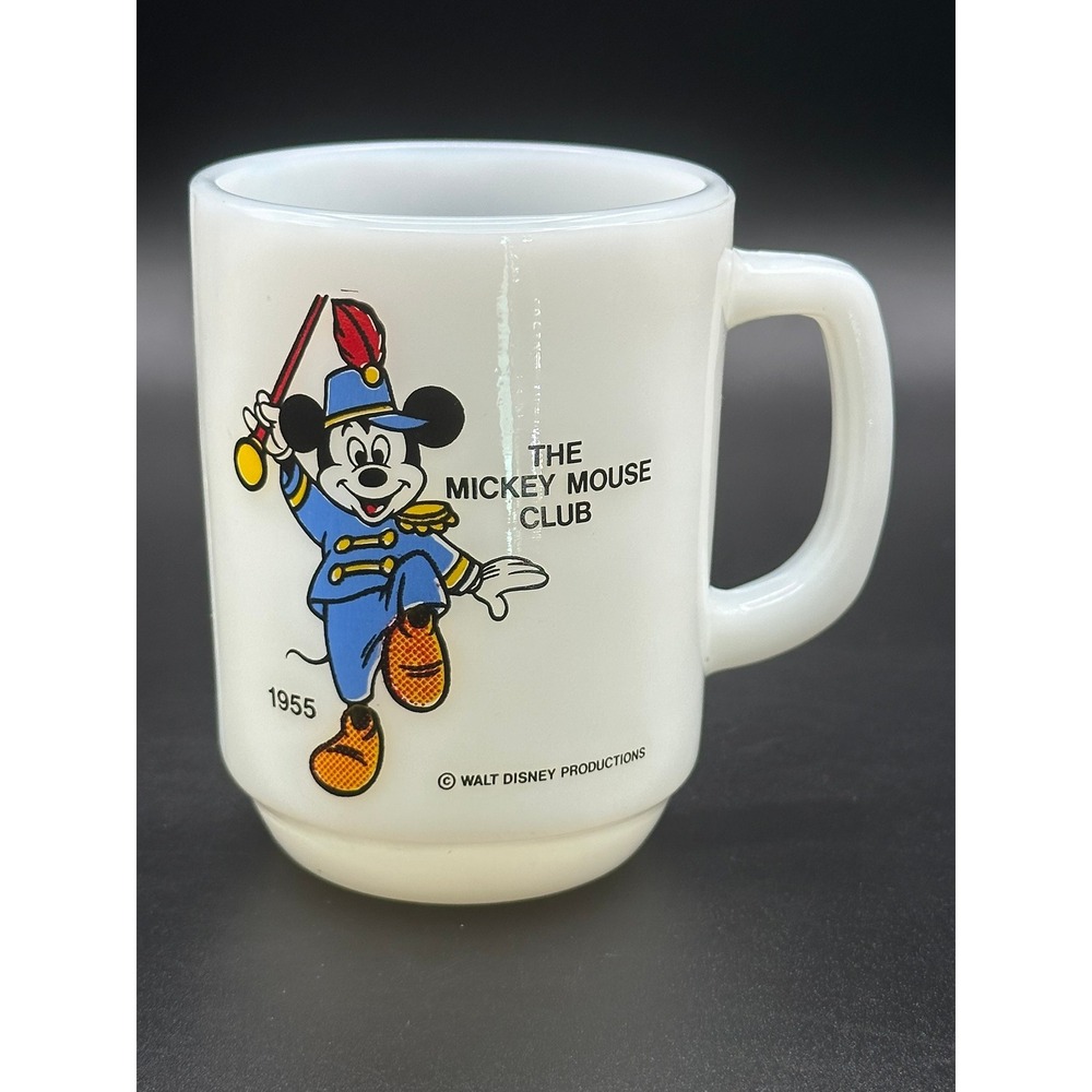 Vintage Anchor Hocking Mickey Mouse Club 1955 Milk Glass Mug Pepsi Collector - Picture 7 of 10